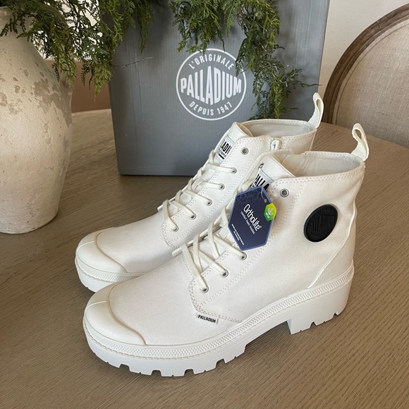 Palladium - Free People - ‘Pallabase Twill’ Boots - Star White - Picture 7 of 10